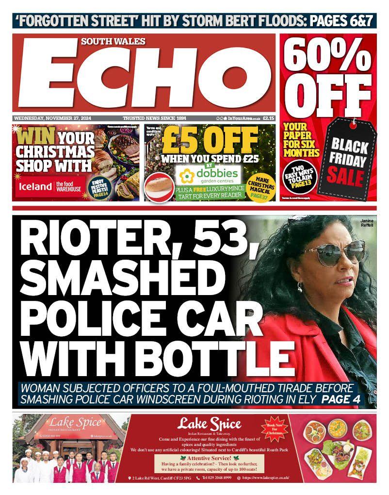 Front page of the South Wales Echo 