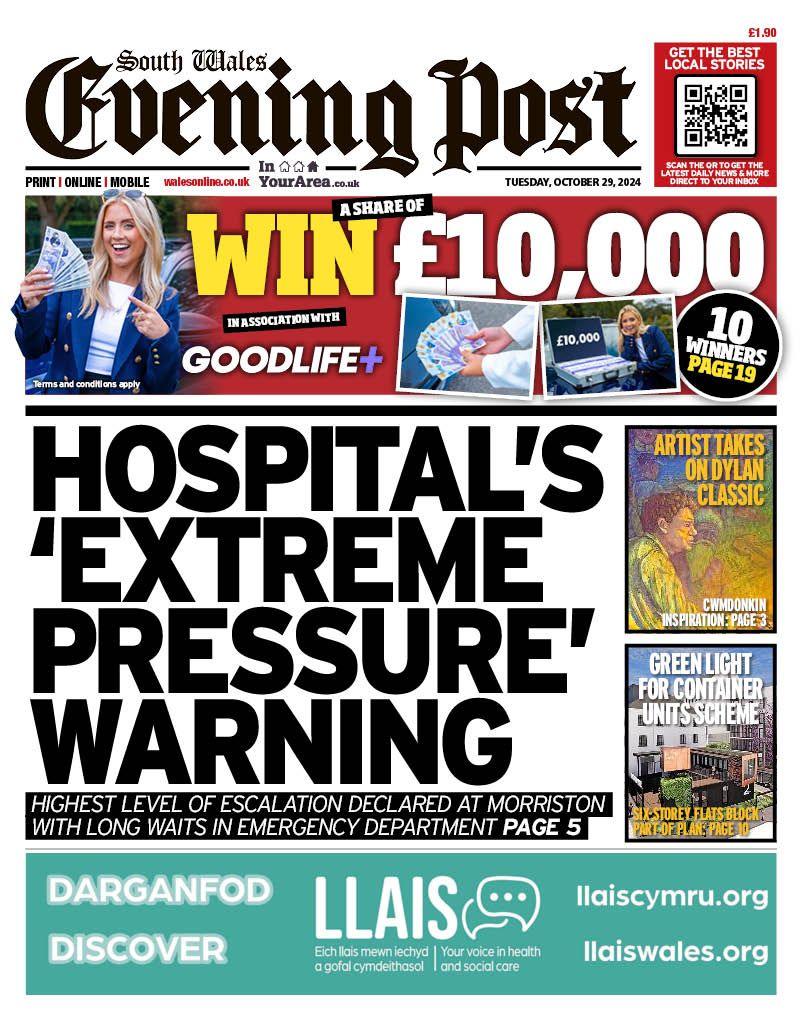 South Wales Evening Post front page