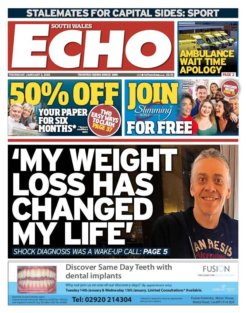 South Wales Echo front page 
