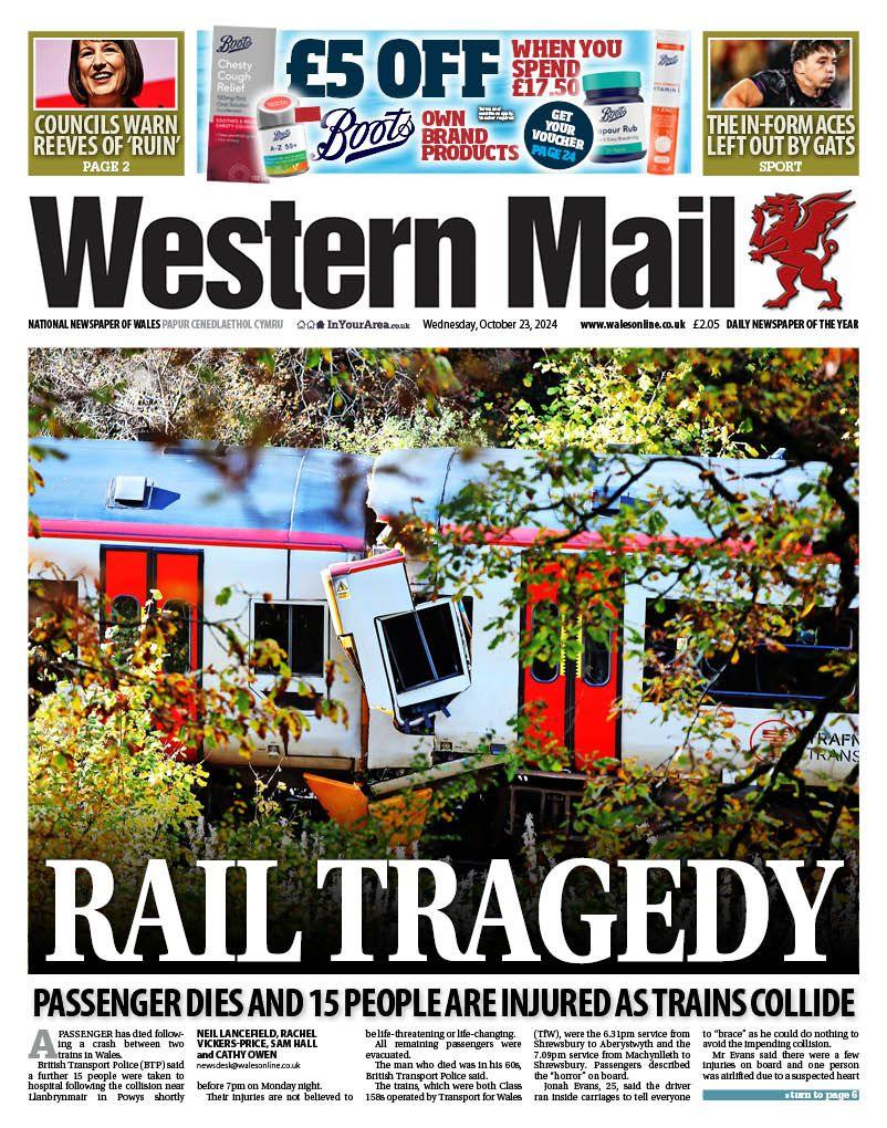 Western Mail front page 