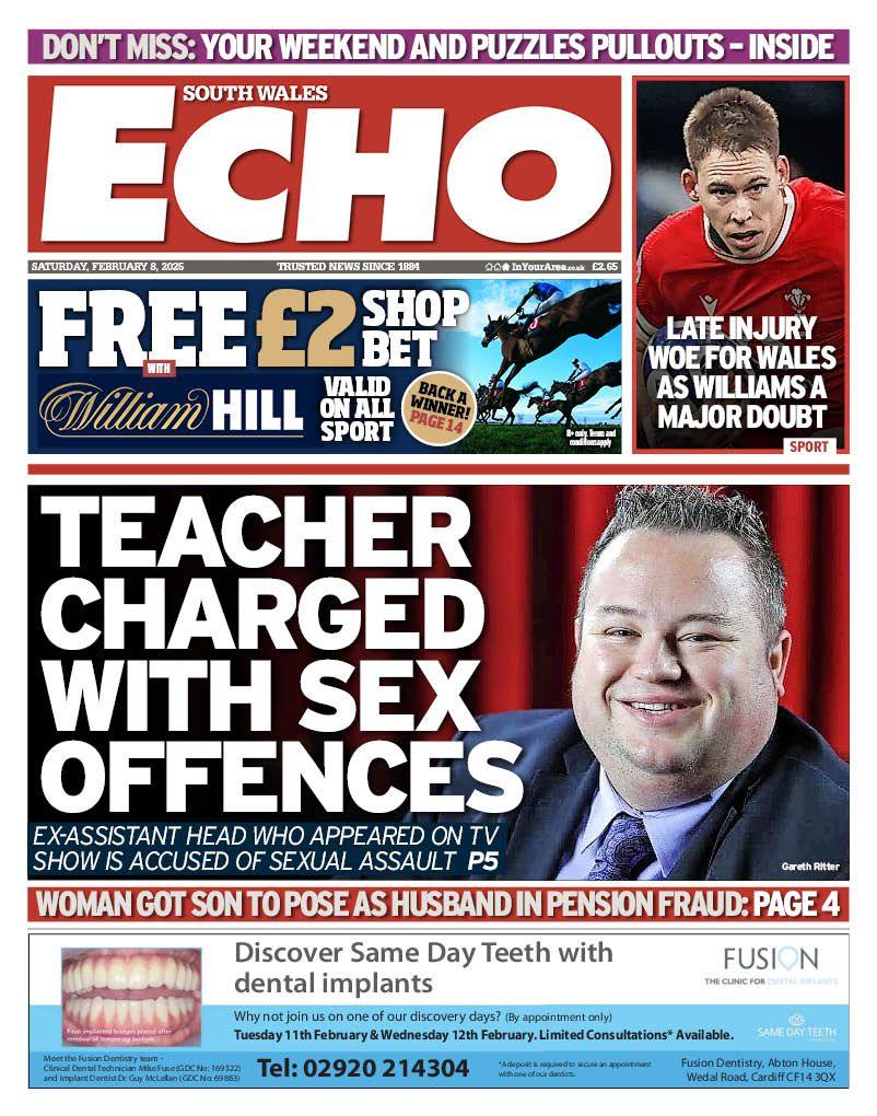 Front page of South Wales Echo