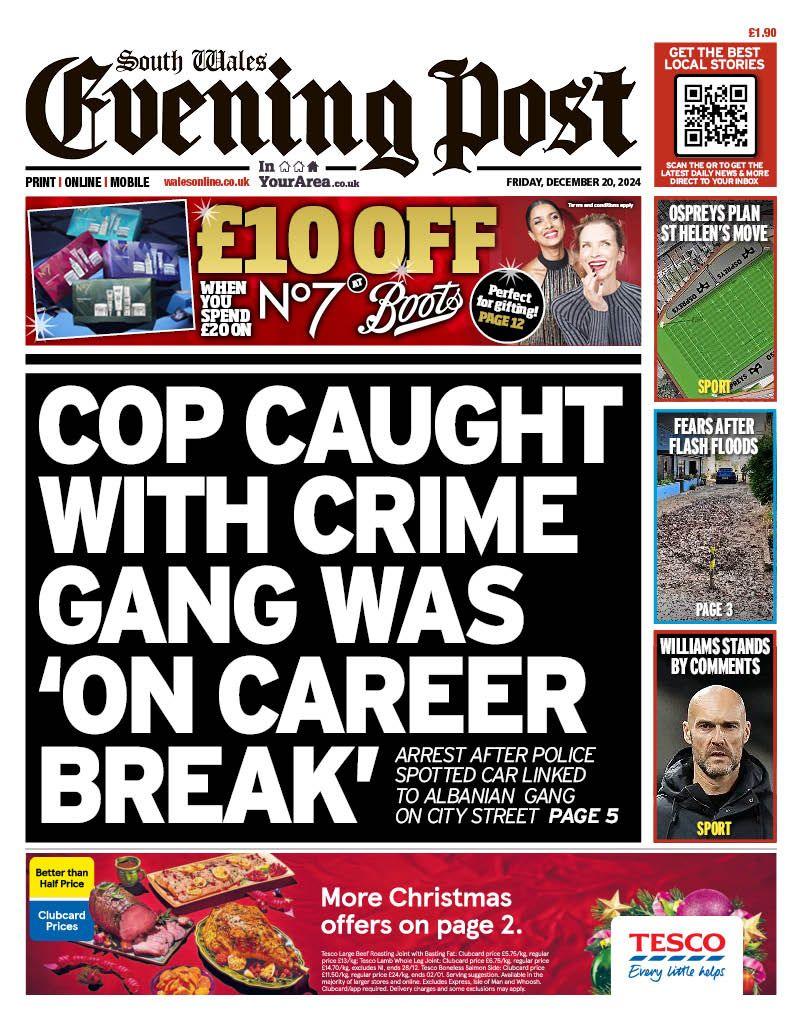 South Wales Evening Post front page