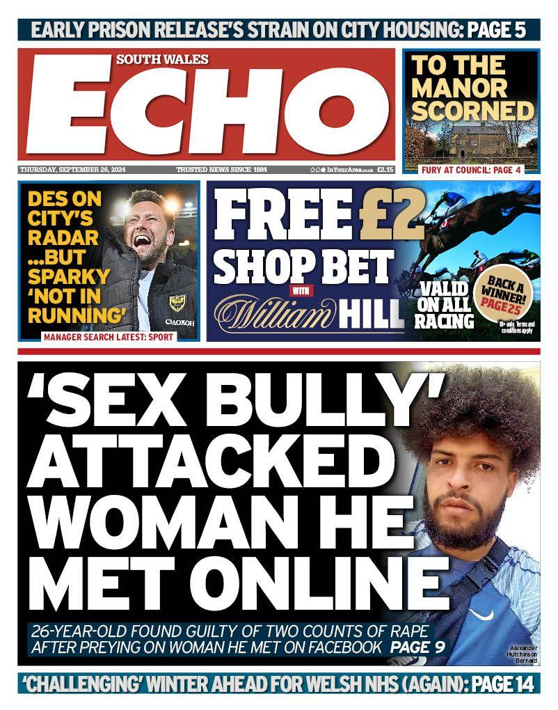 South Wales Echo front page 