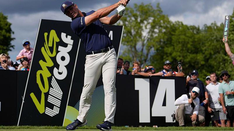 Bryson DeChambeau hitting a tee shot