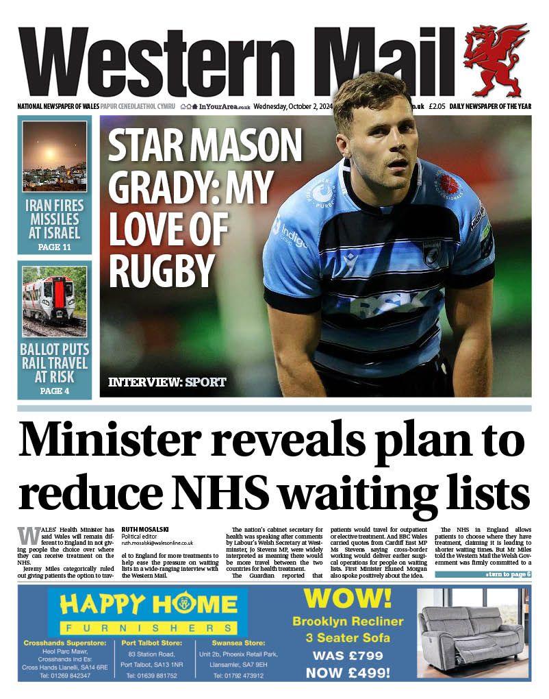 Western Mail front page