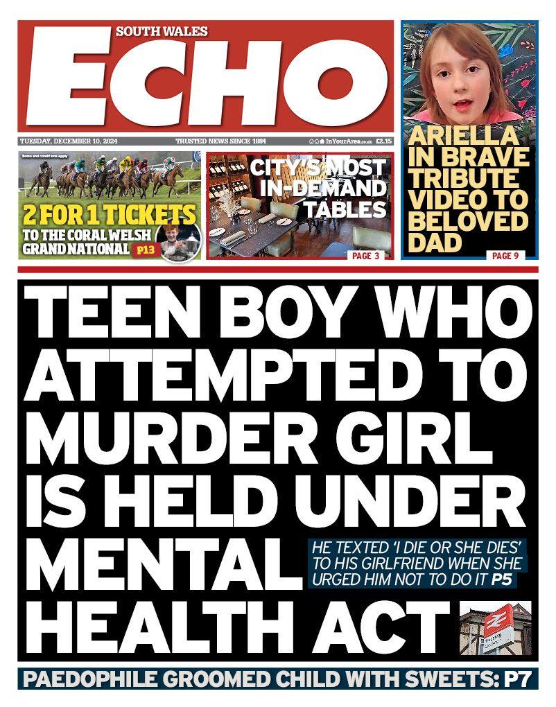 South Wales Echo front page