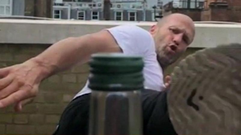 jason statham does bottle cap challenge