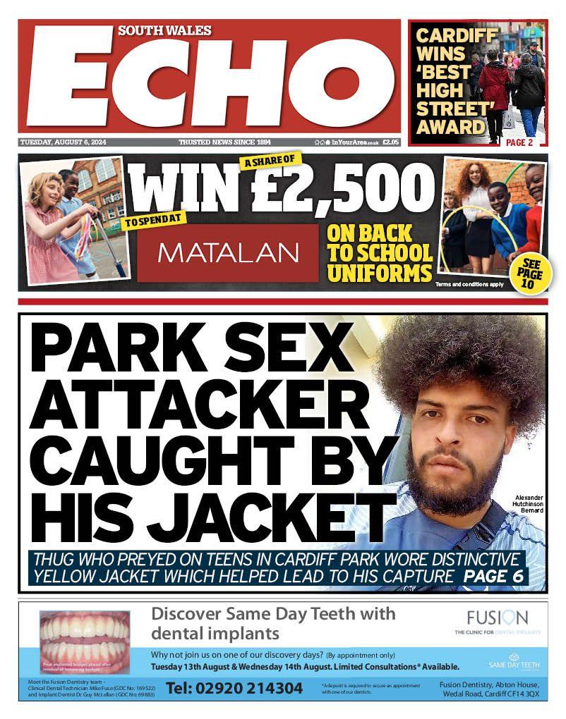 Front page of South Wales Echo