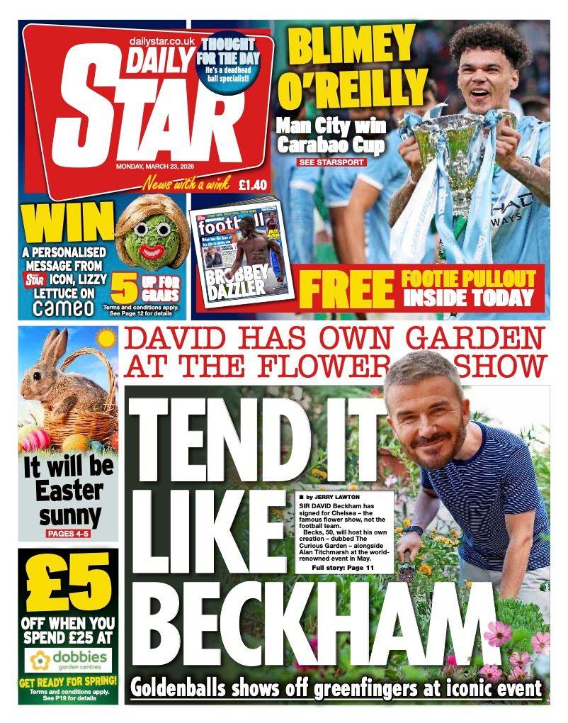 Titulli i faqes së parë të Daily Star thotë: "Sille si Beckham".