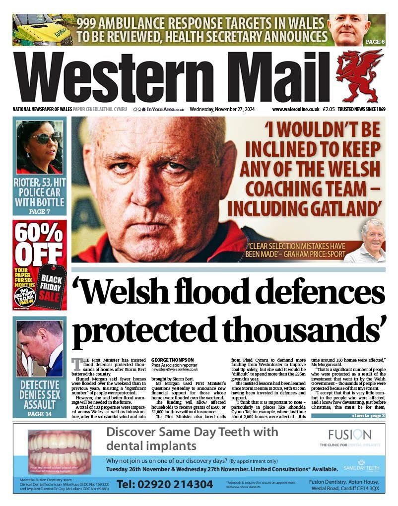 Front page of the Western Mail