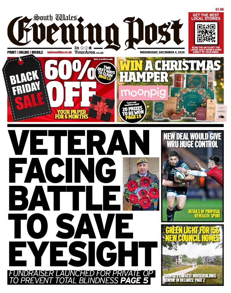 Front page of South Wales Evening Post