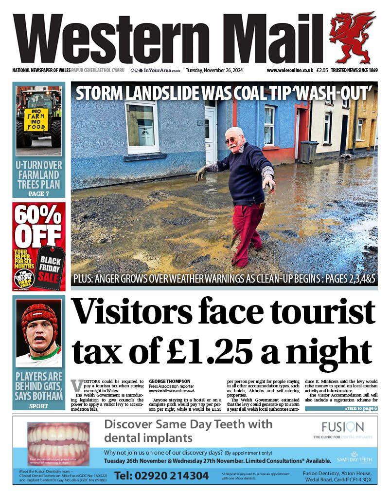 Front page of the Western Mail