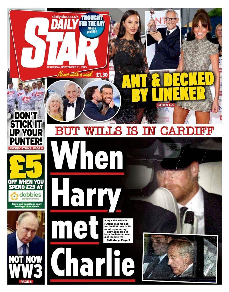 The headline on the front page of the Star reads: “When Harry met Charlie”.
