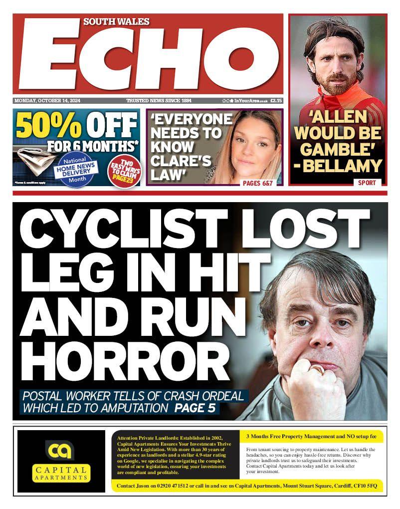 South Wales Echo front page