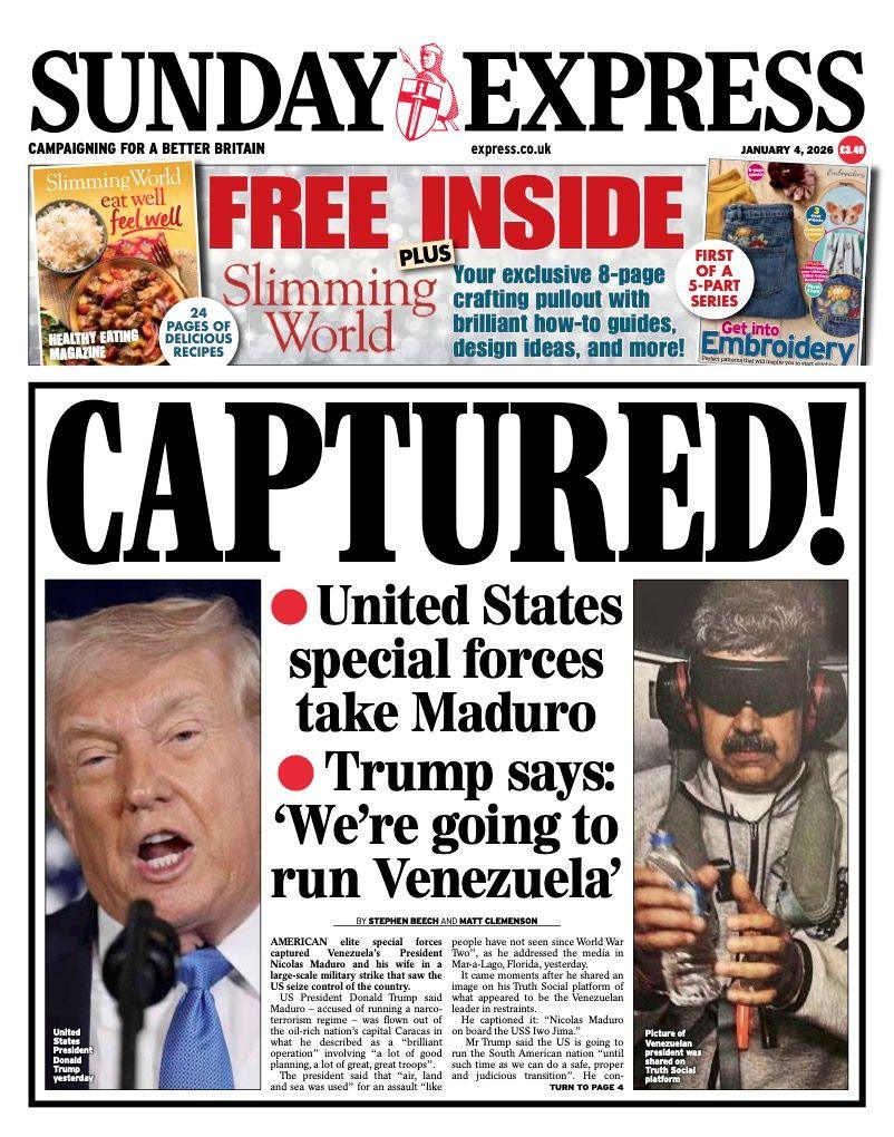 Titulli në faqen e parë të gazetës Sunday Express thotë: "Të kapur!"