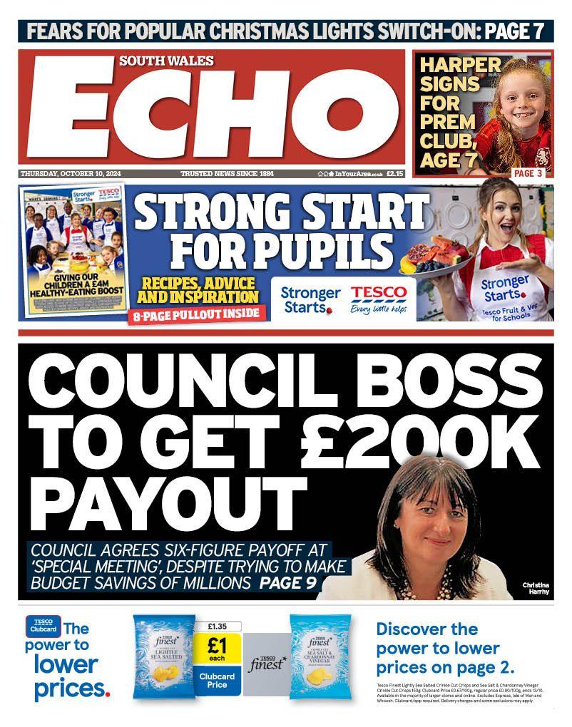 Front page of South Wales Echo