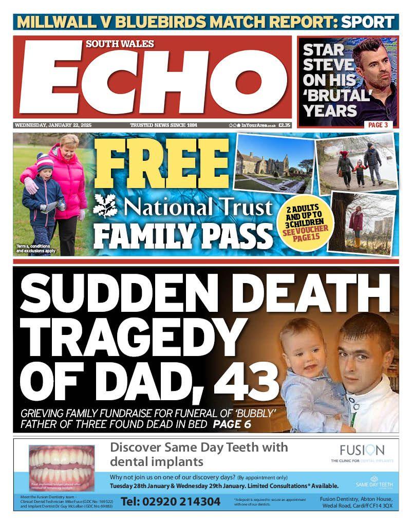 Front page of the South Wales Echo