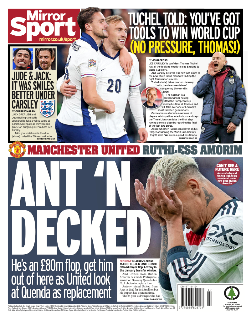 Mirror back page on 19 November