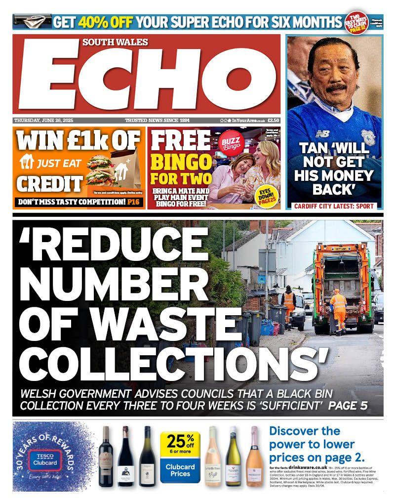 Front page of South Wales Echo