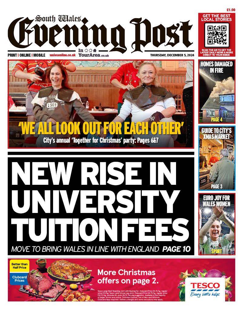 South Wales Evening Post front page