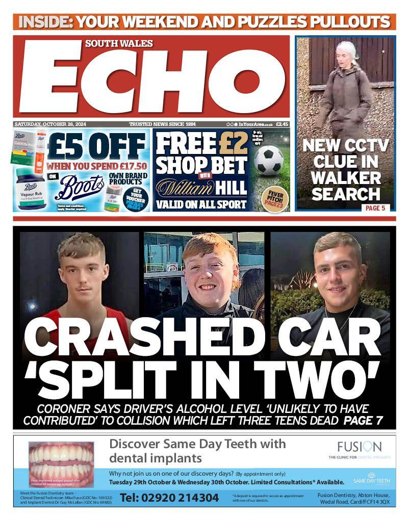 Front page of the South Wales Echo 