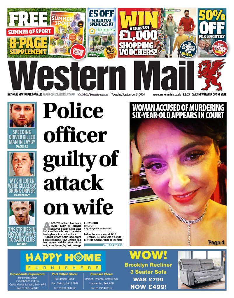 Front page of Western Mail