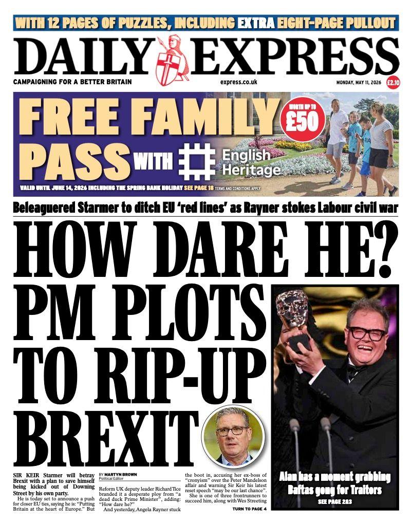 Titulli në faqen e parë të Daily Express thotë: “Si guxon ai? Kryeministri komploton të prishë Brexit-in”.