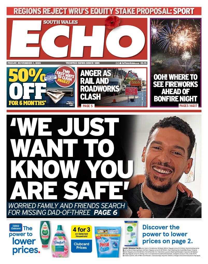 Front page of the South Wales Echo