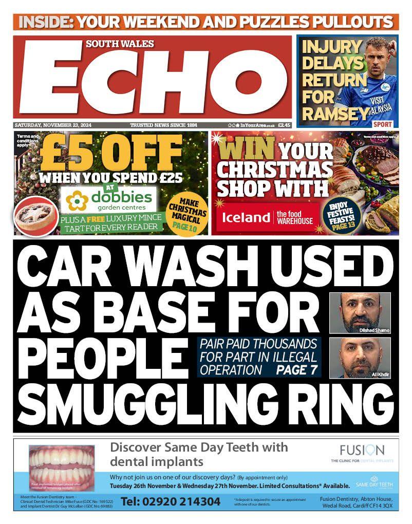 South Wales Echo front page