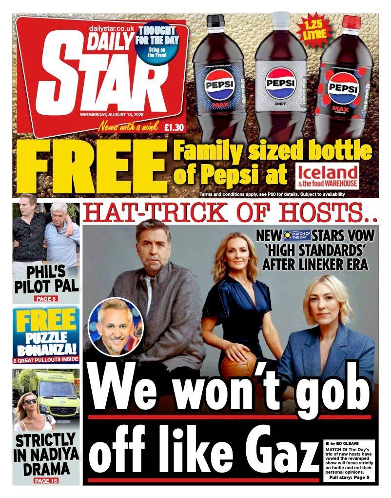 The headline on the front page of the Star reads: “We won't gob off like Gaz”