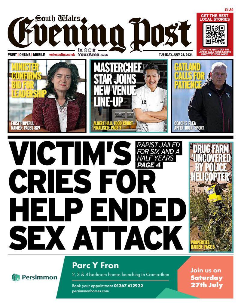 South Wales Evening Post front page