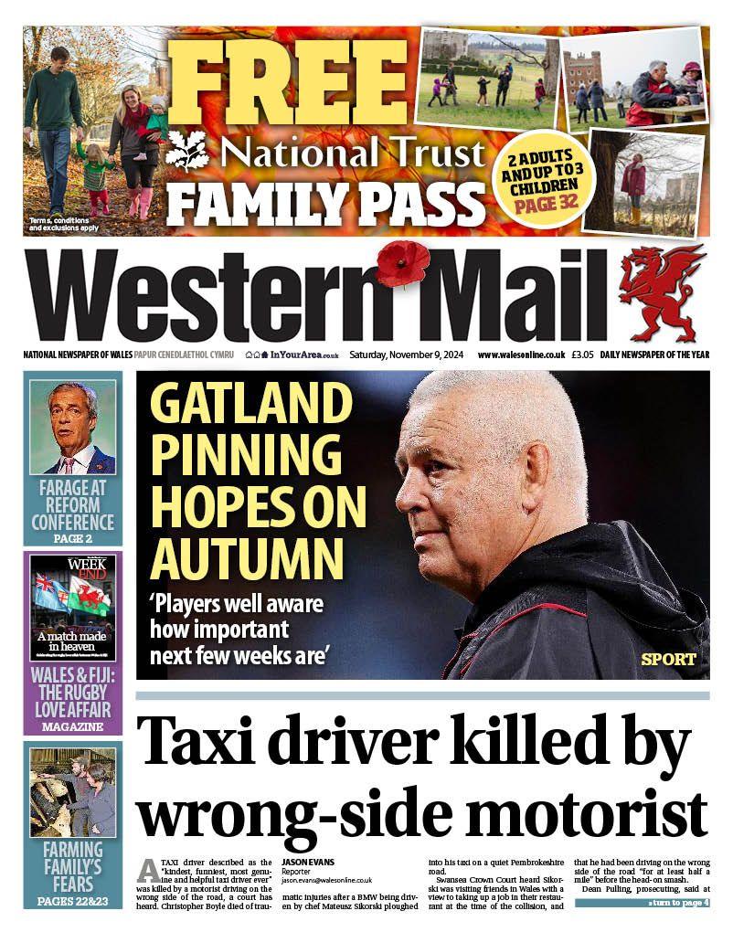 The front page of the Western Mail