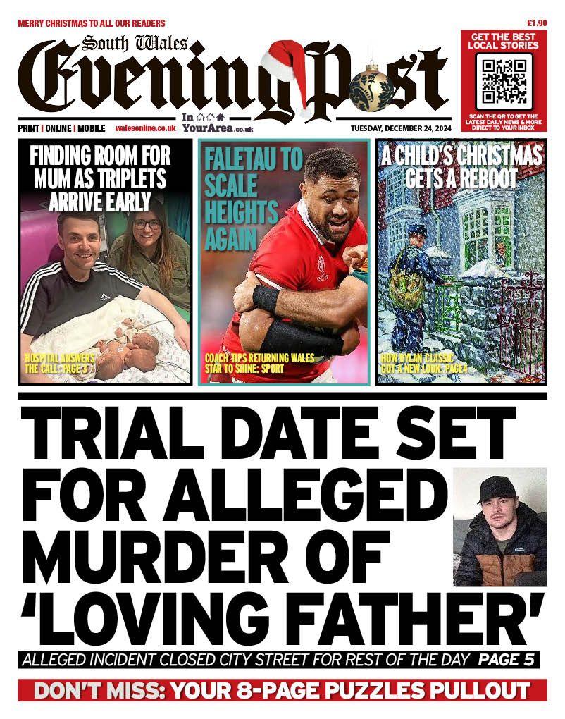 South Wales Evening Post front page