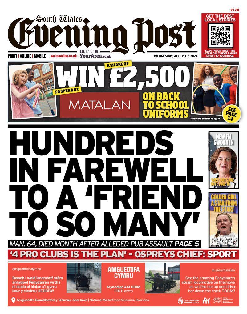 South Wales Evening Post front page