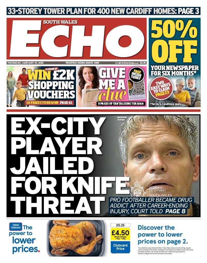Front page of the South Wales Echo 