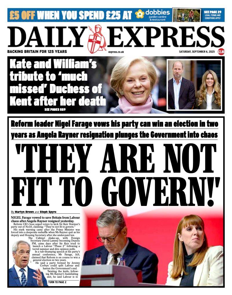 The headline on the front page of the Express reads: "They are not fit to govern".