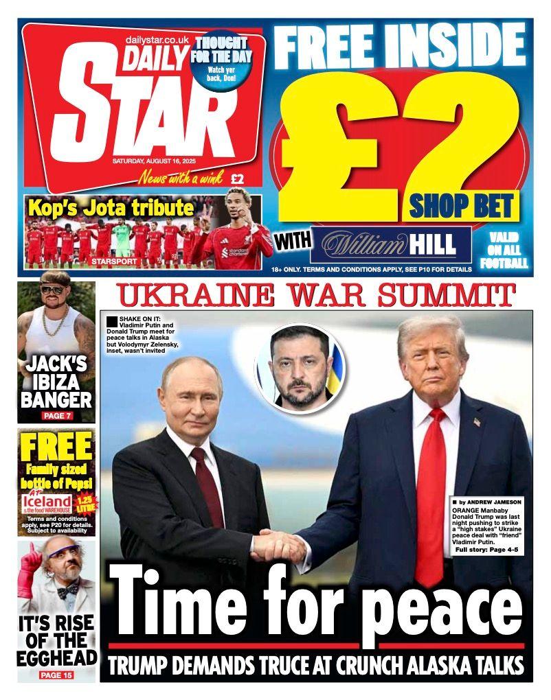 The headline on the front page of the Daily Star reads: "Time for peace".