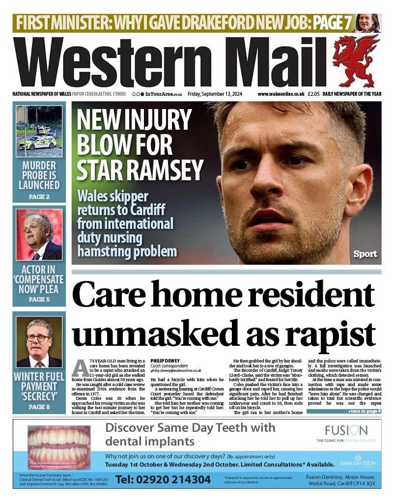 Front page of the Western Mail 