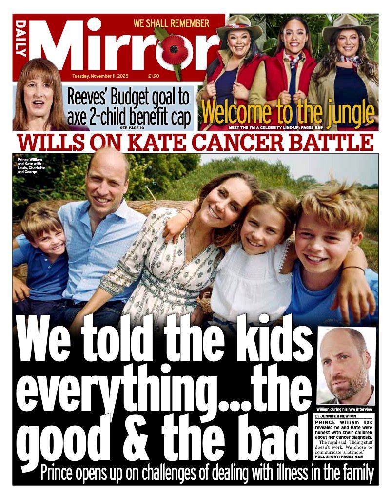 The headline on the front page of the Daily Mirror reads: "We told the kids everything...the good and the bad".