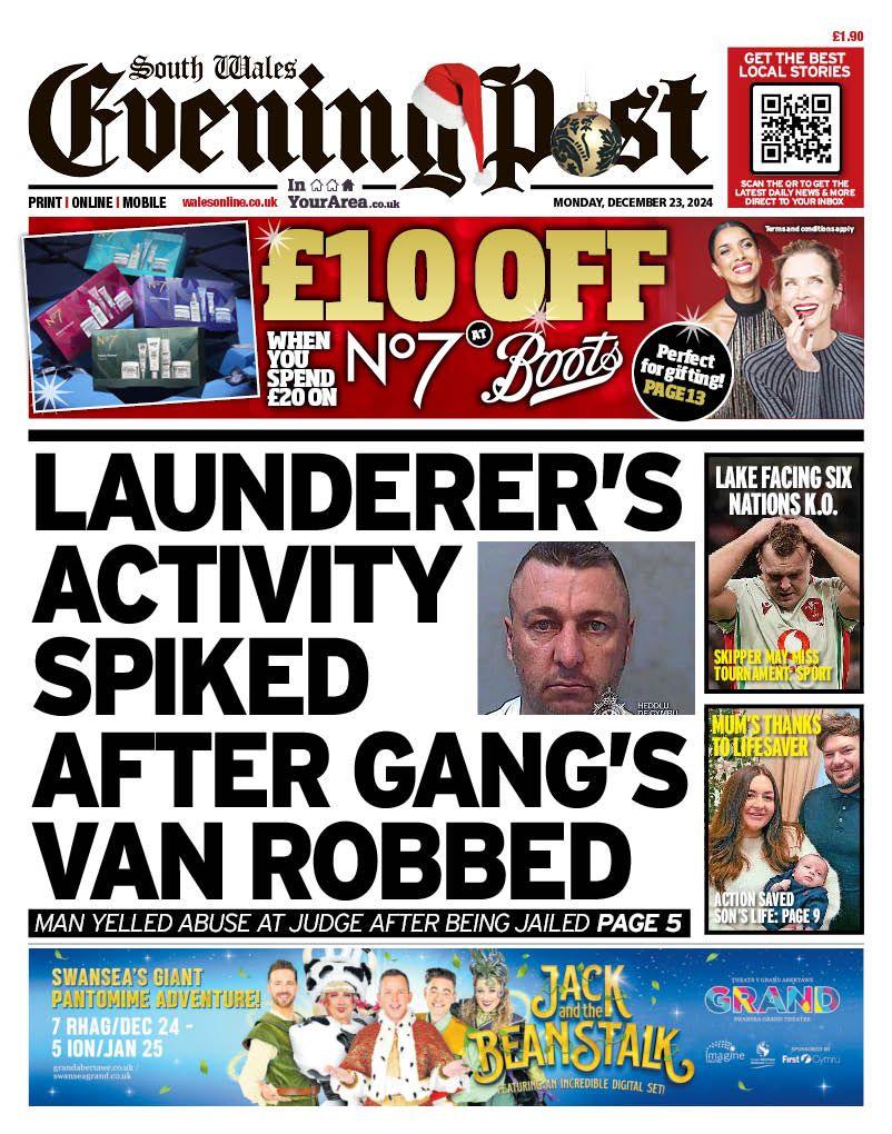 South Wales Evening Post front page