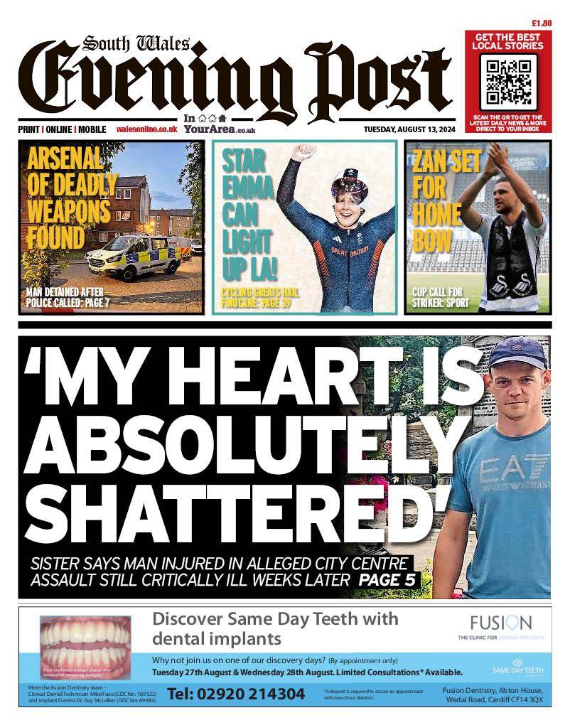 Front page of the South Wales Evening Post