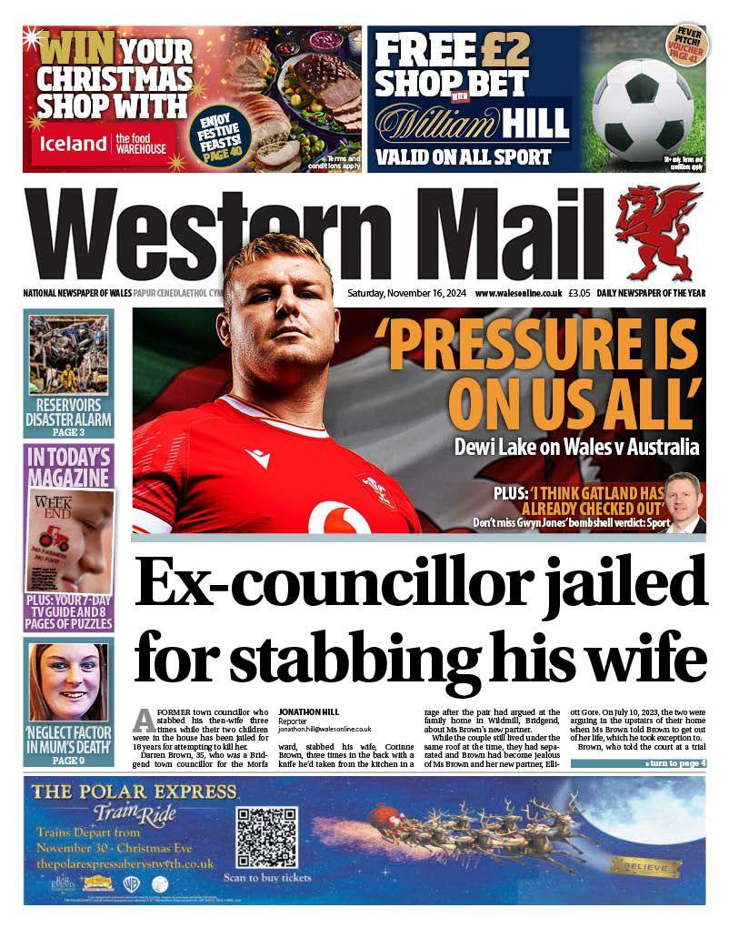 The front page of the Western Mail