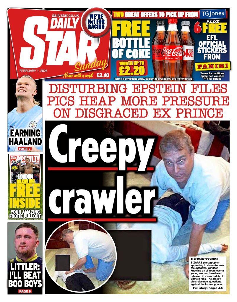 Titulli në faqen e parë të Daily Star thotë: "Një zvarritës i frikshëm".