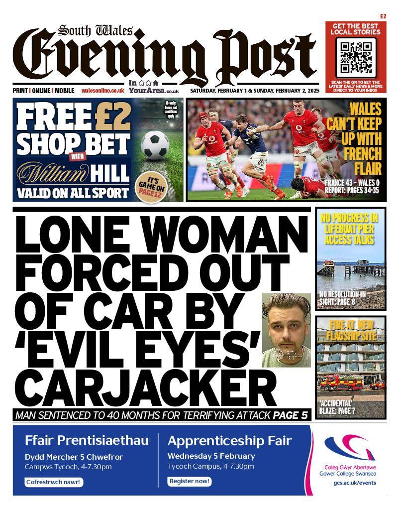 South Wales Evening Post front page