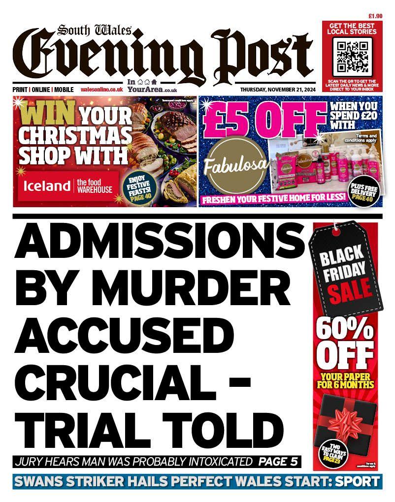 South Wales Evening Post front page