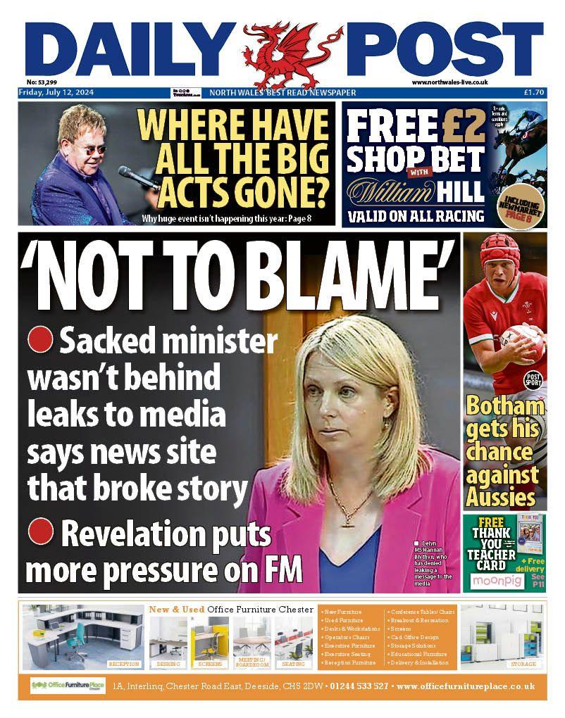 Front page of Daily Post