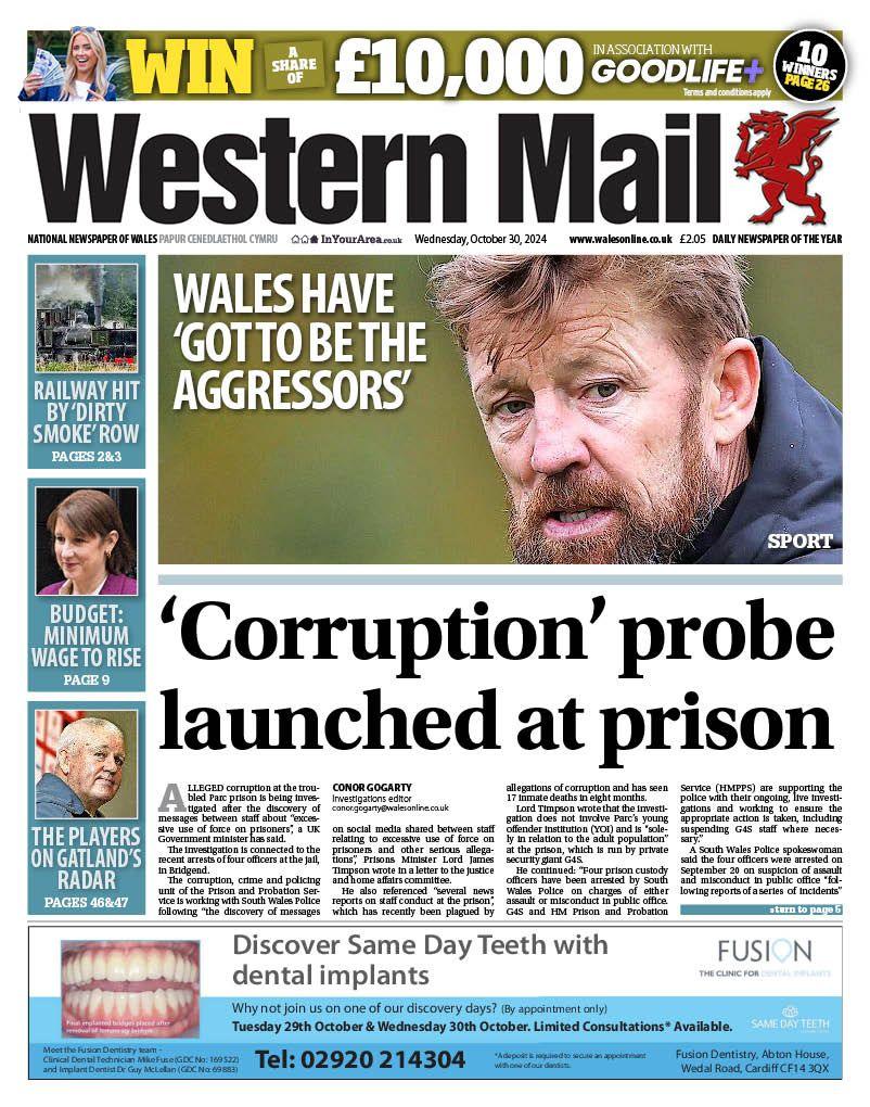 Western Mail front page 