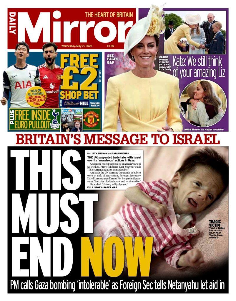 The headline of the front page of the Daily Mirror reads: "This must end now".