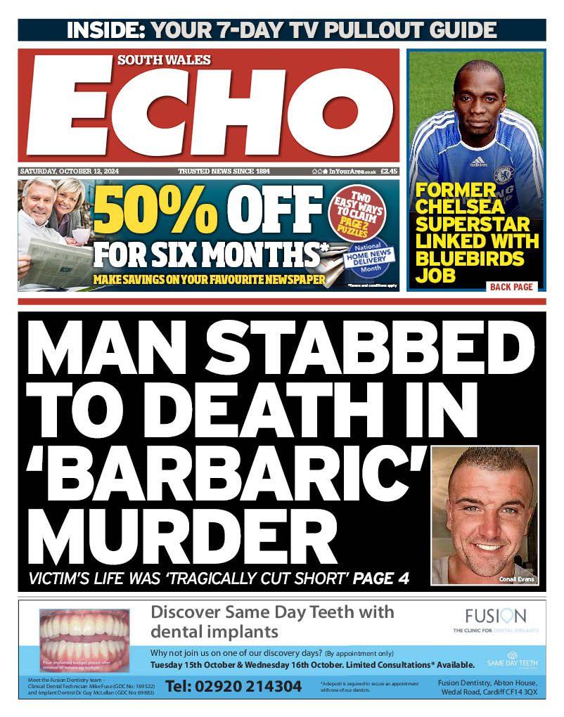 South Wales Echo front page 