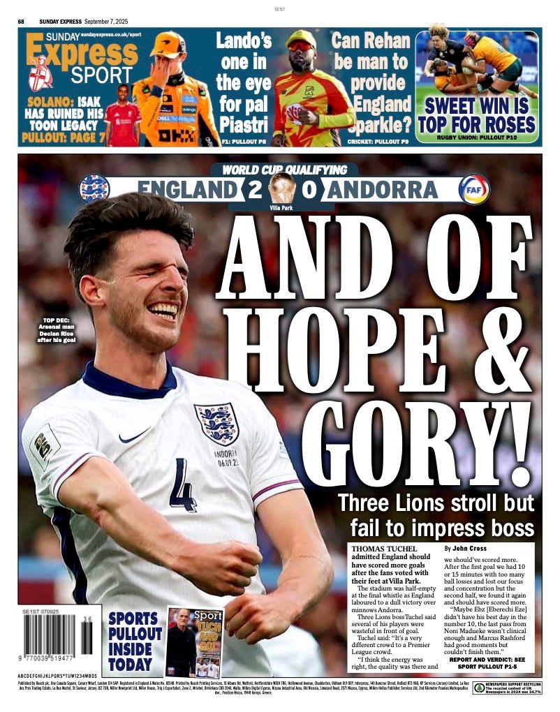 Sunday Express back page